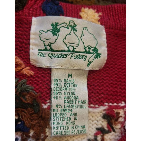 Vintage Quacker Factory Cardigan Sweater Women's Medium Red Angel Christmas - Picture 5 of 5